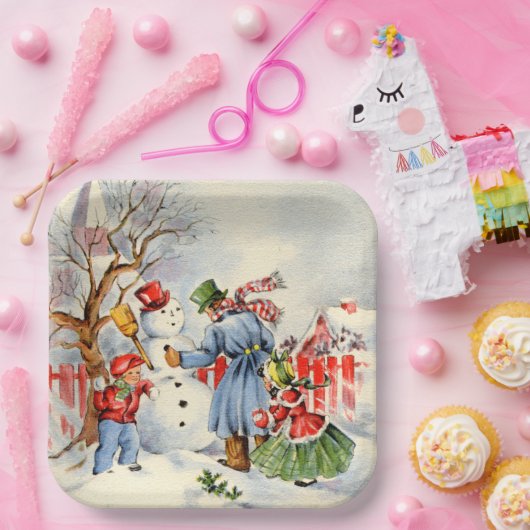 Retro-Weihnachtsfeiertag Pappteller (Party)