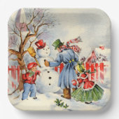 Retro-Weihnachtsfeiertag Pappteller (Vorderseite)