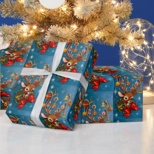 Retro Weihnachtsfeiertag Rentier Geschenkpapier