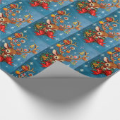 Retro Weihnachtsfeiertag Rentier Geschenkpapier (Ecke)