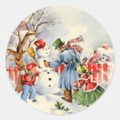 Retro-Weihnachtsfeiertag Runder Aufkleber (Vorderseite)