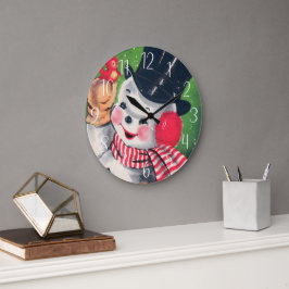 Retro Weihnachtsfeiertag Snowman Große Wanduhr