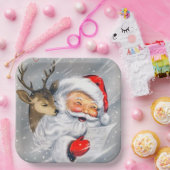 Retro Weihnachtsfeiertag Weihnachtsfest Pappteller (Party)