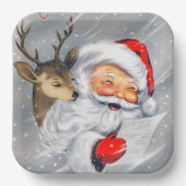 Retro Weihnachtsfeiertag Weihnachtsfest Pappteller (Vorderseite)