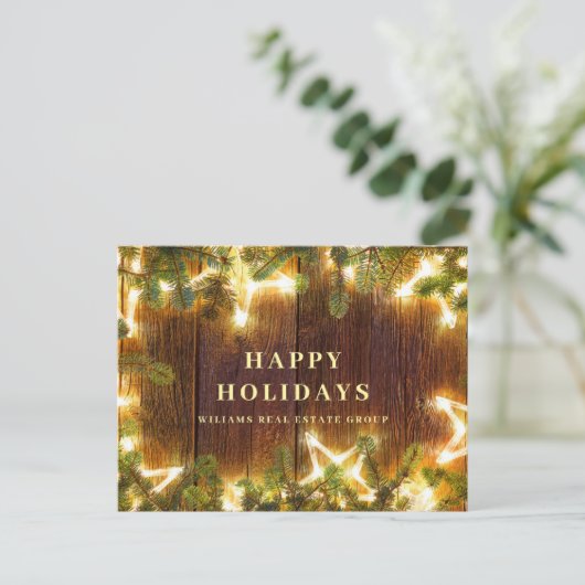 Retro Weihnachtsfeiertage Unternehmensgrüßen Postkarte (Stehend Vorderseite)