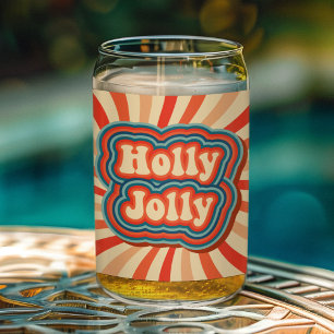 Retro-Weihnachtsferien Holly Jolly Typografie Dosenglas
