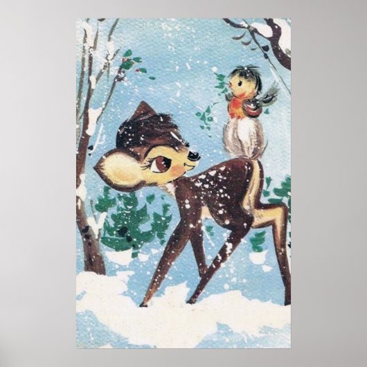 Retro-Weihnachtsfest Hirsch Holiday Poster (Vorne)