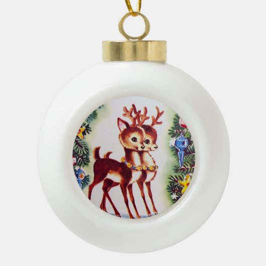 Retro-Weihnachtsfest Keramik Kugel-Ornament (Vorderseite)