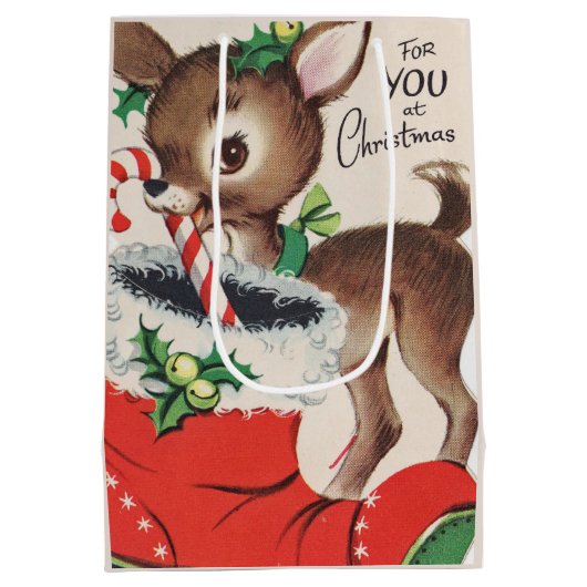 Retro-Weihnachtsfest Mittlere Geschenktüte (Rückseite)