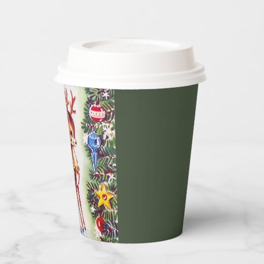 Retro-Weihnachtsfest Pappbecher (Links)