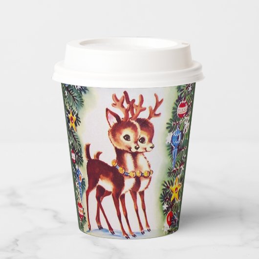 Retro-Weihnachtsfest Pappbecher (Vorderseite)