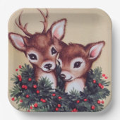 Retro-Weihnachtsfest Pappteller (Vorderseite)