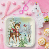 Retro-Weihnachtsfest Pappteller (Party)