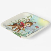 Retro-Weihnachtsfest Pappteller (Gewinkelt)