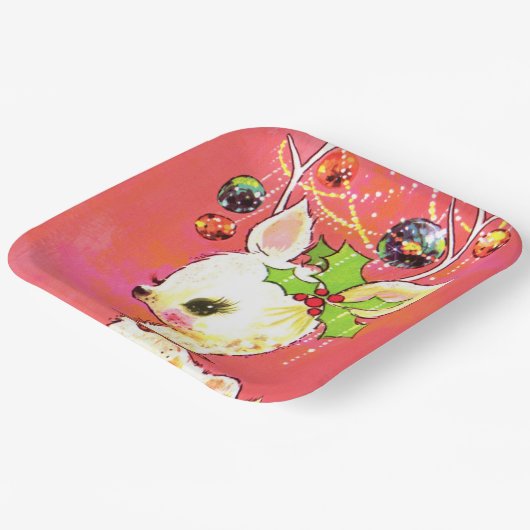 Retro-Weihnachtsfest Pappteller (Gewinkelt)