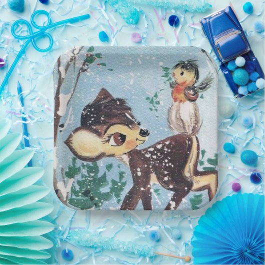 Retro Weihnachtsfest Rentier Party Pappteller (Party)