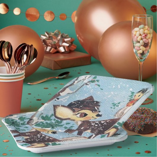 Retro Weihnachtsfest Rentier Party Pappteller (Multi)