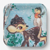 Retro Weihnachtsfest Rentier Party Pappteller (Vorderseite)