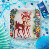 Retro Weihnachtsfest Rentiere Pappteller (Party)