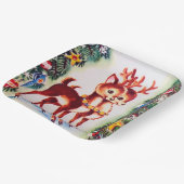 Retro Weihnachtsfest Rentiere Pappteller (Gewinkelt)