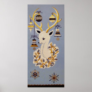Retro Weihnachtsfest Rentierposter Poster