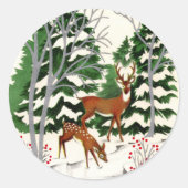 Retro-Weihnachtsfest Runder Aufkleber (Vorderseite)