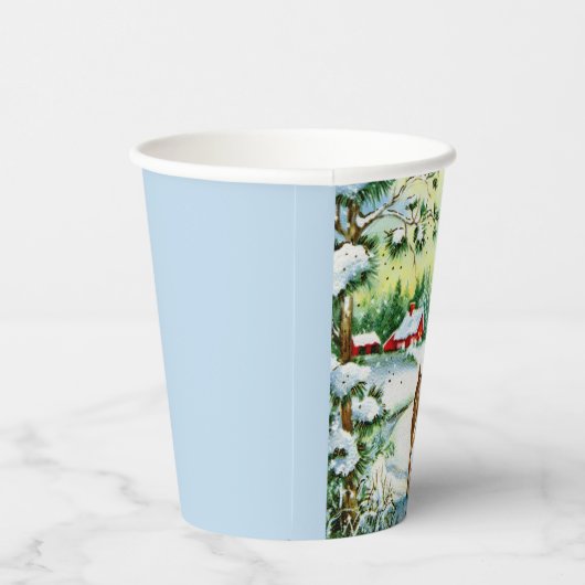 Retro-Weihnachtsfest Winterhirsche Party Pappbecher (Rechts)