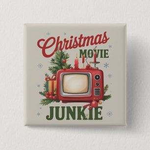 Retro-Weihnachtsfilm-Junkie-Familienparty Xmas Button