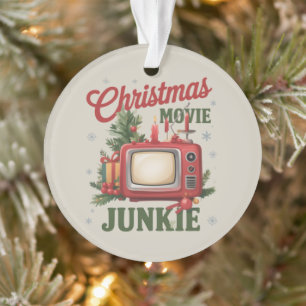 Retro-Weihnachtsfilm-Junkie-Familienparty Xmas Ornament