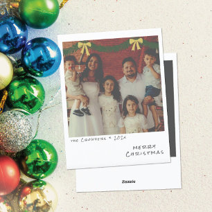 Retro-Weihnachtsfotokarte - Grüner und goldener Gi Feiertagskarte