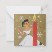 Retro-Weihnachtsfrau fügt Text hinzu Mitteilungskarte (Vorderseite)