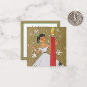 Retro-Weihnachtsfrau fügt Text hinzu Mitteilungskarte (Vorderseite/Rückseite Beispiel)