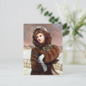 Retro Weihnachtsfrau Holiday Postkarte (Stehend Vorderseite)