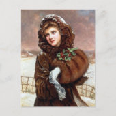 Retro Weihnachtsfrau Holiday Postkarte (Vorderseite)