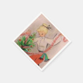 Retro Weihnachtsfrau Holiday Serviette (Ecke)