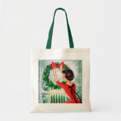 Retro Weihnachtsfrau Holiday Tragetasche (Vorne)