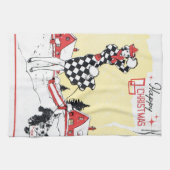 Retro-Weihnachtsfrau Weihnachtsküche Geschirrtuch (Horizontal)