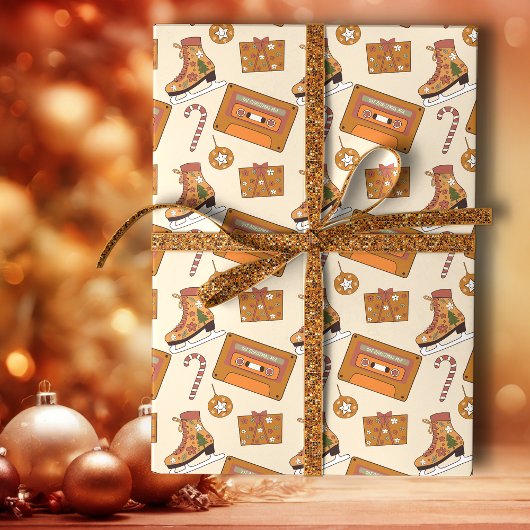 Retro-Weihnachtsfreude Geschenkpapier