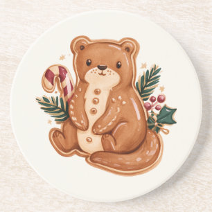Retro-Weihnachtsgebäck-Otter mit Zuckerstange Getränkeuntersetzer