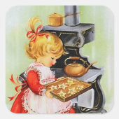 Retro Weihnachtsgebäck Quadratischer Aufkleber (Vorderseite)