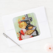 Retro Weihnachtsgebäck Quadratischer Aufkleber (Umschlag)