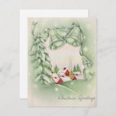 Retro Weihnachtsgebirge 1950er Jahre Feiertagskarte (Vorne/Hinten)
