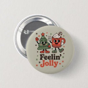 Retro-Weihnachtsgefühl Fröhliche Vintage-Feiertage Button
