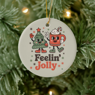 Retro-Weihnachtsgefühl Fröhliche Vintage-Feiertage Keramik Ornament
