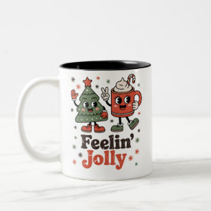 Retro-Weihnachtsgefühl Fröhliche Vintage-Feiertage Zweifarbige Tasse