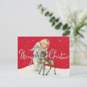 Retro-Weihnachtsgel Feiertagspostkarte (Stehend Vorderseite)