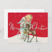 Retro-Weihnachtsgel Feiertagspostkarte (Vorne/Hinten)