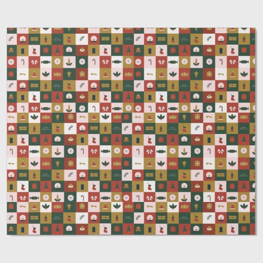 Retro Weihnachtsgeschenk Geschenkpapier (Flach)