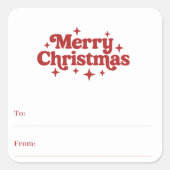 Retro-Weihnachtsgeschenk in Rot-Weiß Quadratischer Aufkleber (Vorderseite)