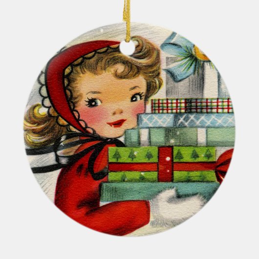 Retro-Weihnachtsgeschenk Keramik Ornament (Hinten)